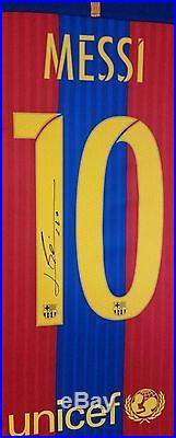 Rare LIONEL MESSI of Barcelona Signed Shirt Autograph Display with COA