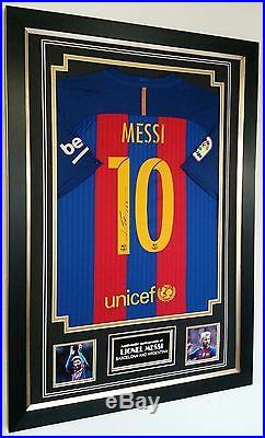 Rare LIONEL MESSI of Barcelona Signed Shirt Autograph Display with COA