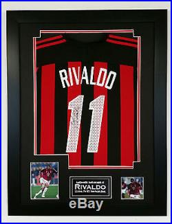 Rare RIVALDO of Ac Milan Signed Shirt Autograph Display with COA