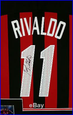 Rare RIVALDO of Ac Milan Signed Shirt Autograph Display with COA