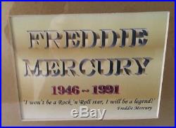 Rare Signed Framed Photo Of Freddie Mercury With Coa Attached Collect Only