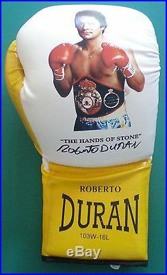 Roberto Duran Signed Own Brand Boxing Glove un-framed with COA AFTAL RD#175