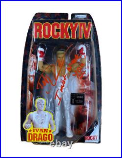 Rocky Figure Signed by Dolph Lundgren in Red + Quote With Monopoly Events COA