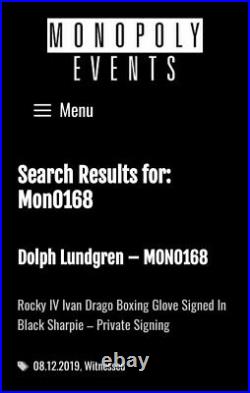 Rocky Ivan Drago Boxing Glove Signed By Dolph Lundgren 100% Authentic With COA