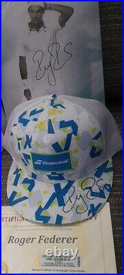 Roger Federer Signed Tennis Cap & Photo 10 X 8 With COA