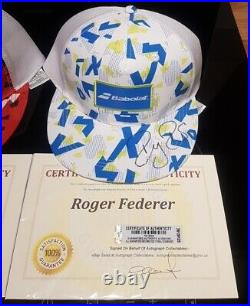 Roger Federer TWO SIGNED CAPS With COA