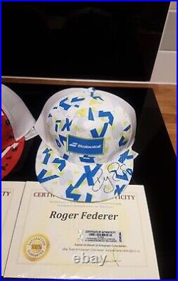 Roger Federer TWO SIGNED CAPS With COA