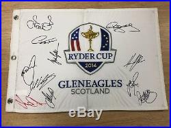 Ryder Cup 2014 Embroidered Golf Flag Gleneagles Signed By 11 Players With Coa