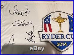 Ryder Cup 2014 Embroidered Golf Flag Gleneagles Signed By 11 Players With Coa