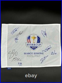 Ryder Cup Signed Team Europe Multi Pin Flag With Coa (10)