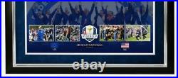 Ryder Cup Team Signed & Framed 2018 Paris PIN FLAG Signed BY 13 AFTAL With COA