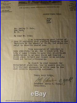 SGT ALVIN C. YORK RARE TLS ON HIS LETTERHEAD SIGNED WITH FULL SIGNATURE WithCOA