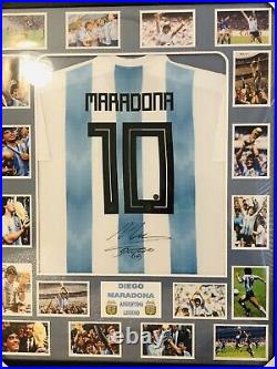 SIGNED DIEGO MARADONA AUTOGRAPHED ARGENTINA JERSEY TOP SHIRT FRAMED With COA