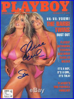 (SSG) Sexy SHANE & SIA the BARBI TWINS Signed Playboy Magazine with a JSA COA
