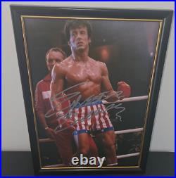 SYLVESTER STALLONE HAND SIGNED WITH COA FRAMED ROCKY PHOTO 8x10