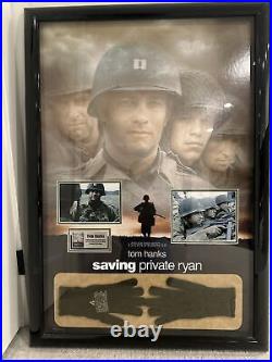 Saving Private Ryan Movie Poster With Screen Worn Gloves Signed By Tom Hanks COA