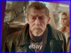 Scarce JOHN HURT 8x10 photo as DR WHO with Billie Piper. Rare signed image +COA