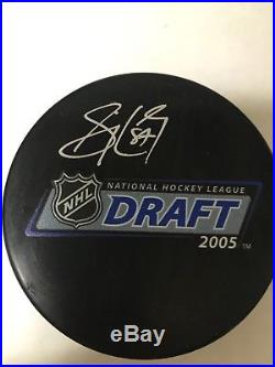 Sidney Crosby Signed Autographed 2005 Draft Puck With Frameworth CoA