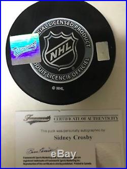 Sidney Crosby Signed Autographed 2005 Draft Puck With Frameworth CoA