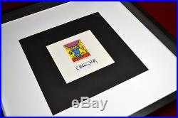 Signed KEITH HARING Autograph with Dancing Man Art FDC, Plaque Frame, UACC COA