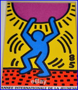 Signed KEITH HARING Autograph with Dancing Man Art FDC, Plaque Frame, UACC COA