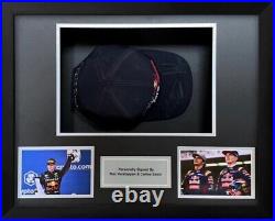Signed Max Verstappen & Carlos Sainz Cap Framed Display With COA