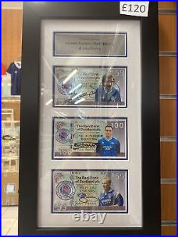 Souness, Hateley, Brown Hand Signed Framed Rangers Fc Bank Note With Coa