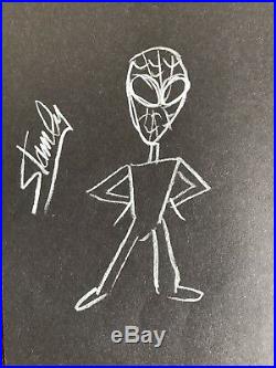Stan Lee (1922-2018) Ultra Rare Silver Spiderman Signed Drawing With Coa