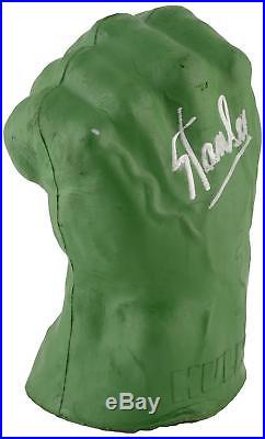 Stan Lee Autographed Incredible Hulk Hand with Silver Ink BAS COA