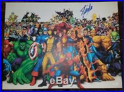 Stan Lee Hand Signed Marvel Character Collage 18x24 Canvas Print With Jsa Coa