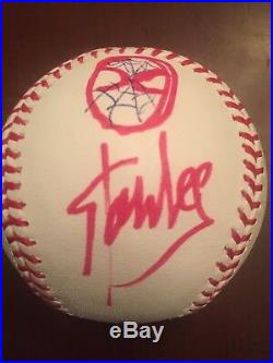 Stan Lee Signed Baseball with hand drawn Spider-man Sketch by Stan Lee JSA COA