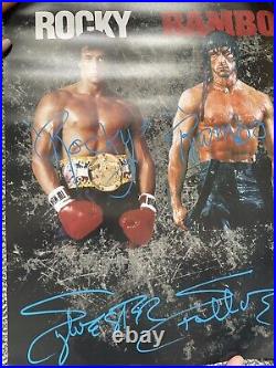 Sylvester Stallone dual signed Rocky & Rambo poster with COA