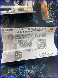 Sylvester Stallone dual signed Rocky & Rambo poster with COA