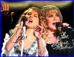 TAYLOR SWIFT + STEVIE NICKS (Fleetwood Mac) Signed 8x10 in. Autographs with COA