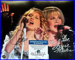 TAYLOR SWIFT + STEVIE NICKS (Fleetwood Mac) Signed 8x10 in. Autographs with COA