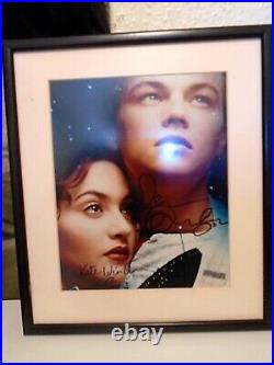 TITANIC LEONARDO DI CAPRIO & KATE WINSLET Signed Photograph framed with COA