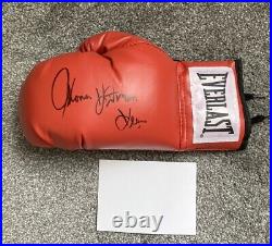 TOMMY The HITMAN HEARNS Hand Signed Red Everlast Boxing Glove with COA AFTAL