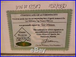 Ted Williams Autograph 16 x 20 Hit List with Green Diamond COA