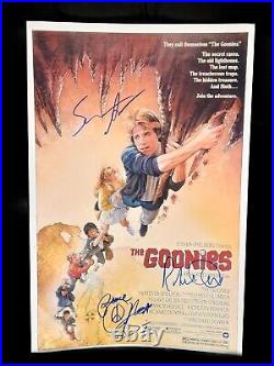 The Goonies poster cast signed, Astin, Donner and Feldman with coa RARE