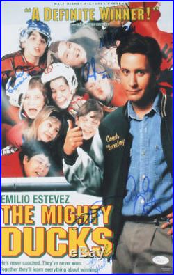 The Mighty Ducks Movie Poster Signed by 6 With Multiple Inscriptions (JSA COA)