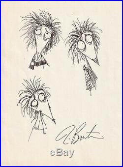 Tim Burton Original Artwork Vincent signed Autograph With COA Rare Find