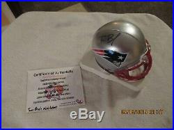 Tom Brady Autographed/Signed Mini Helmet New England Patriots comes with COA