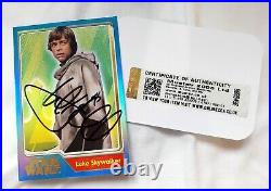 Topps Star Wars Card with Mark Hamill Signature Luke Skywalker COA Excellent