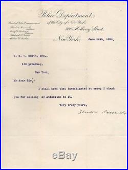 Typewritten Letter Signed by Theodore Roosevelt in 1896 with COA