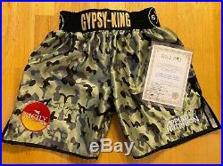 Tyson Fury Signed Autographed Boxing Shorts Camo Deontay Wilder with COA