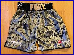 Tyson Fury Signed Autographed Boxing Shorts Camo Deontay Wilder with COA