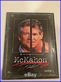 Vince McMahon WWE Autographed Plaque with COA by Linda McMahon /500