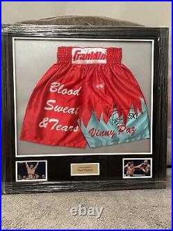 Vinny pazienza Signed Boxing Shorts Framed Comes With COA