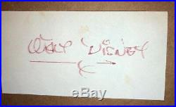 Walt Disney Autographed 2x4 Cut, In Red! With 8x10 Photo! COA