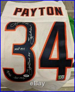 Walter Payton Autographed Jersey white 5 Inscriptions With PSA/DNA COA